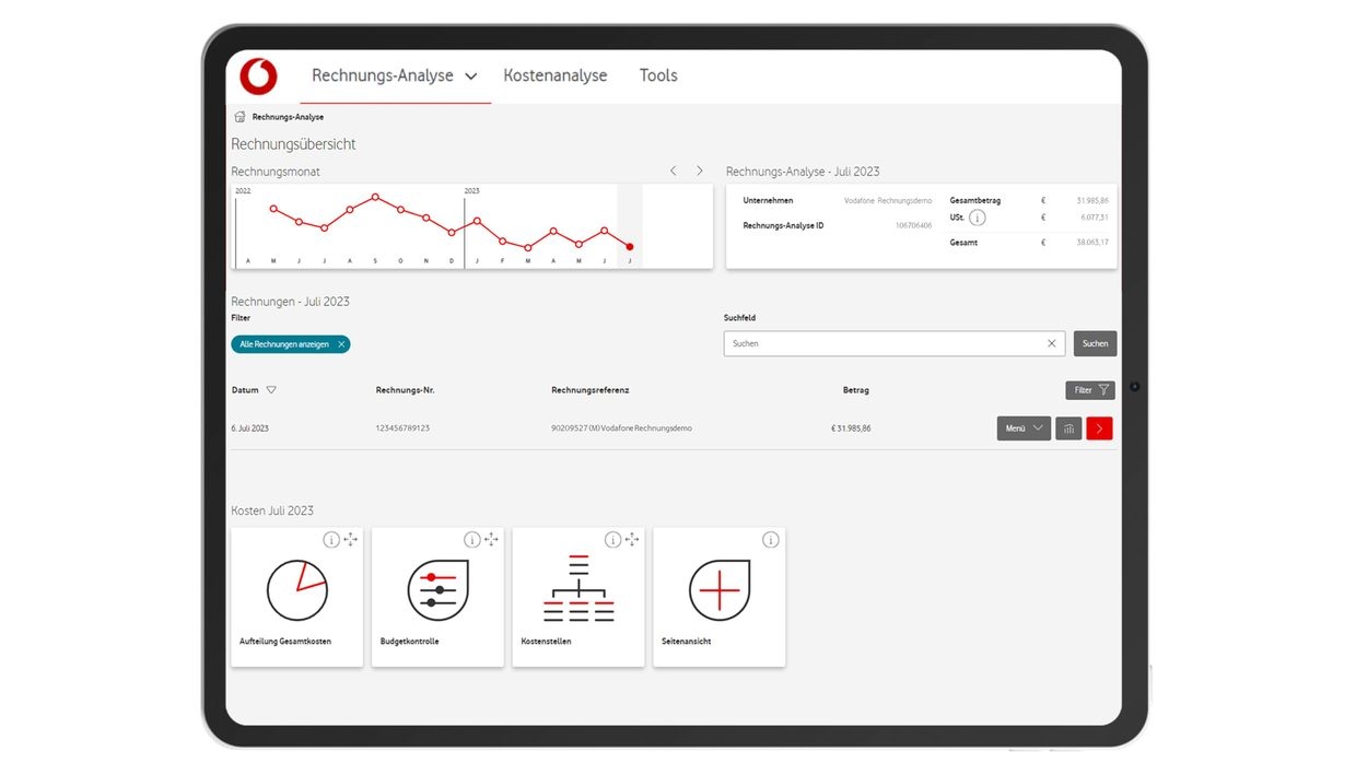 UI der Rechnungs-Analyse