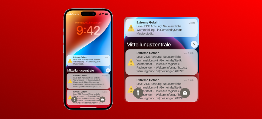 Warnmeldungen in Mitteilungszentrale