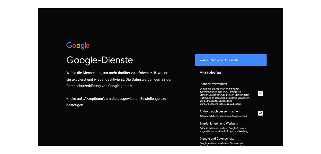 Anleitungsfoto: Google-Dienste werden zur Aktivierung gew&auml;hlt