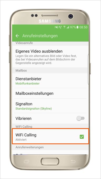 WiFi-Calling - Anrufeinstellungen