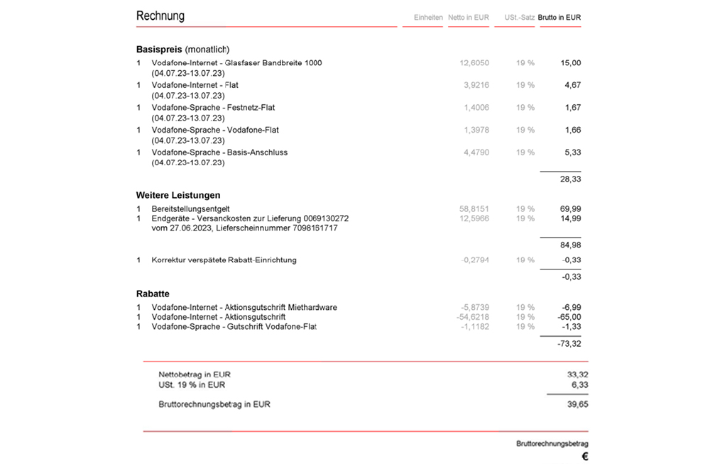 Glasfaser-Rechnung Teil 2