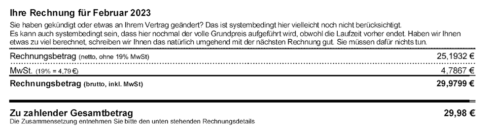 Mobilfunk-Rechnung Teil 2