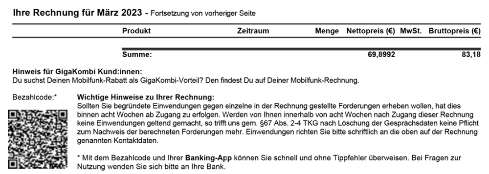 Kabel-TV-Rechnung Teil 5