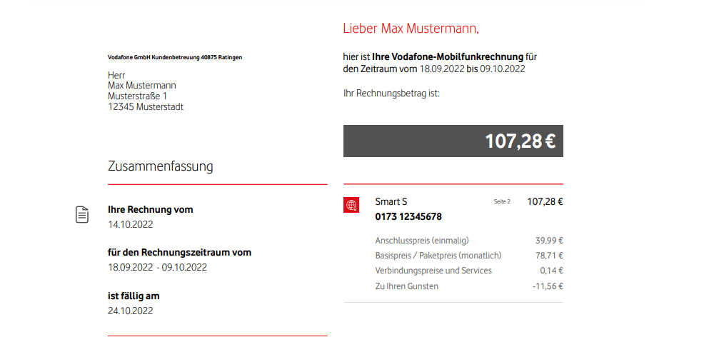 Mobilfunk-Rechnung Teil 1