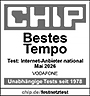 CHIP Sieger Tempo national Test: Internet-Anbieter Mai 2026 Vodafone