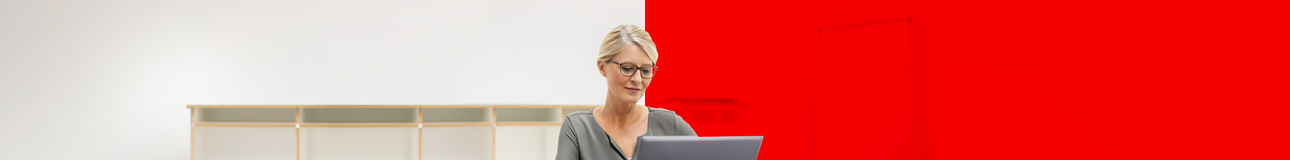 Gesch&auml;ftsfrau nutzt Public Cloud am Laptop