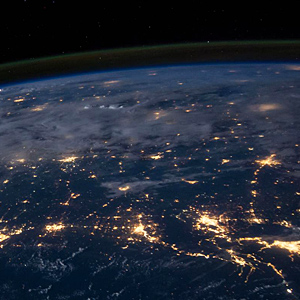 Weltkugel mit Lichteffekten