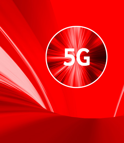 5G Icon auf rotem Hintergrund.