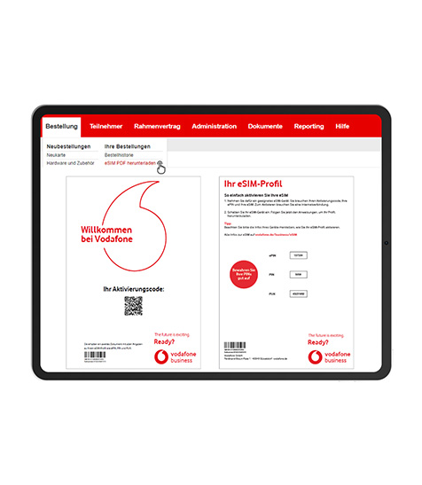 Nutzeroberfl&auml;che im Bestell-Center