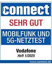 connect Test zum Mobilfunk-Netz 2025: Note sehr gut f&uuml;r Vodafone