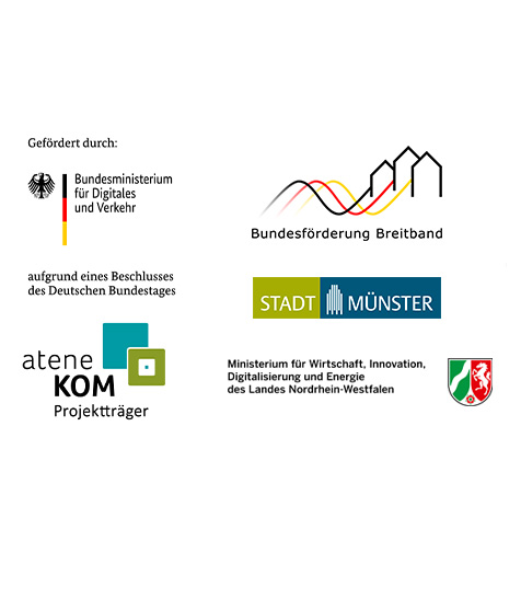 Firmenlogos der Ausbaupartner f&uuml;r das Glasfasernetz in M&uuml;nster