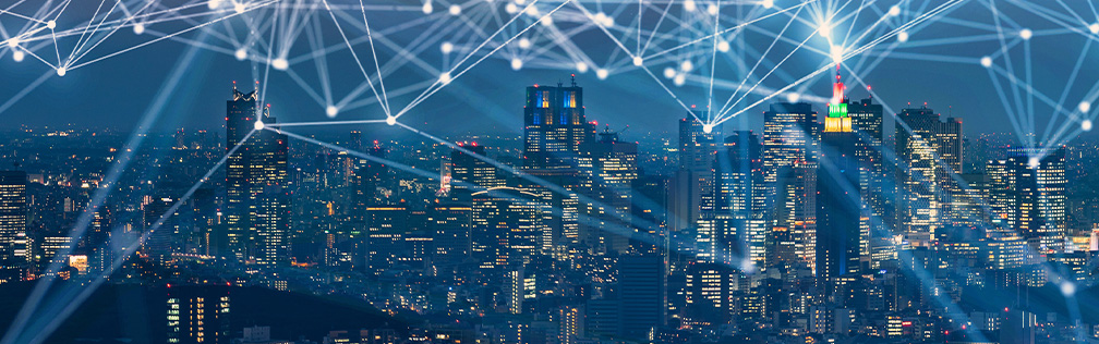 Illustration einer vernetzten Stadt