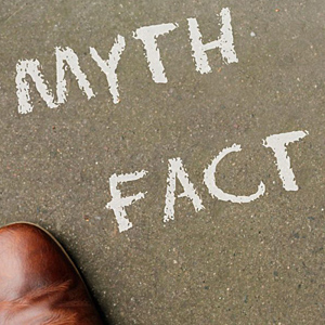 Myth Facts mit Kreide geschrieben
