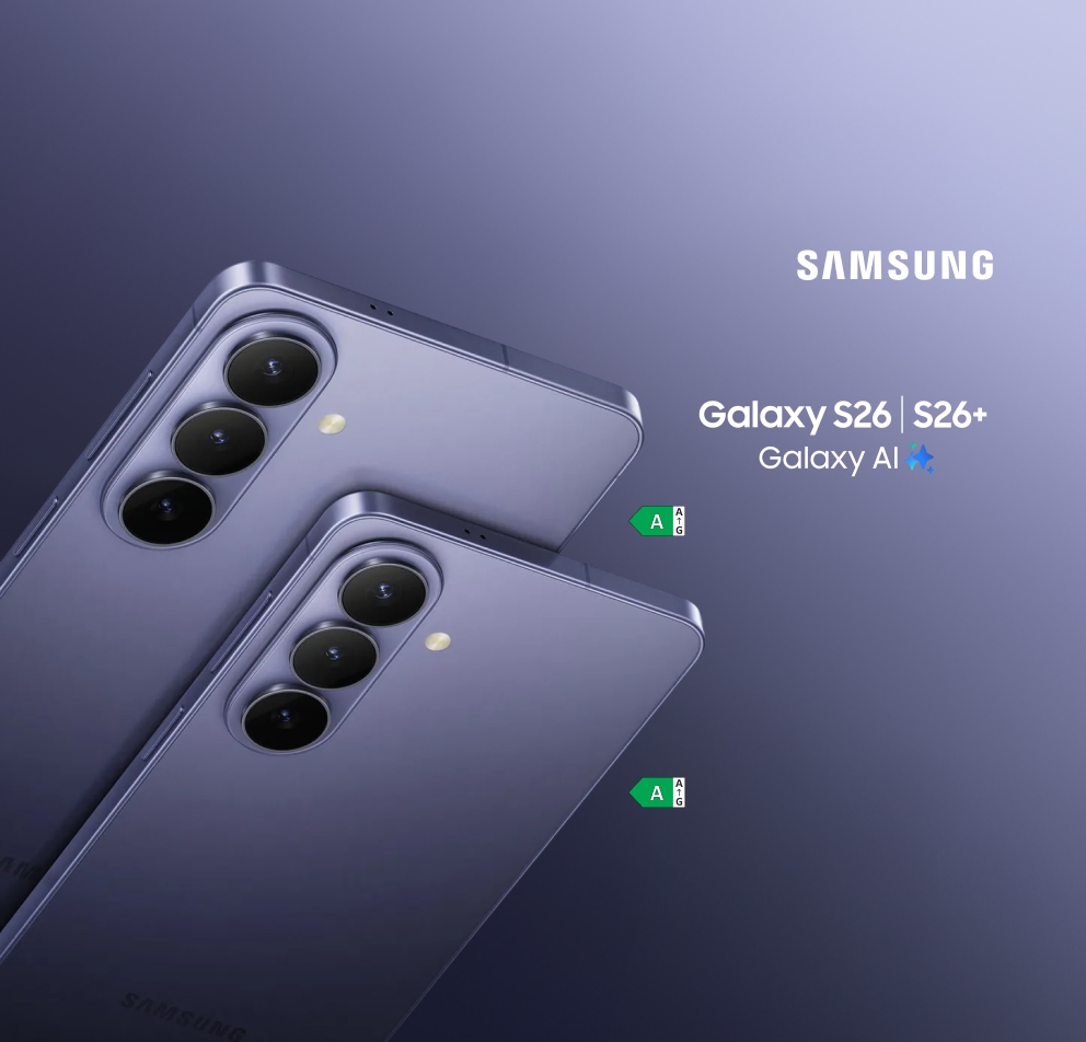Samsung Galaxy S26 und S26+. Energieeffizienzklasse A.