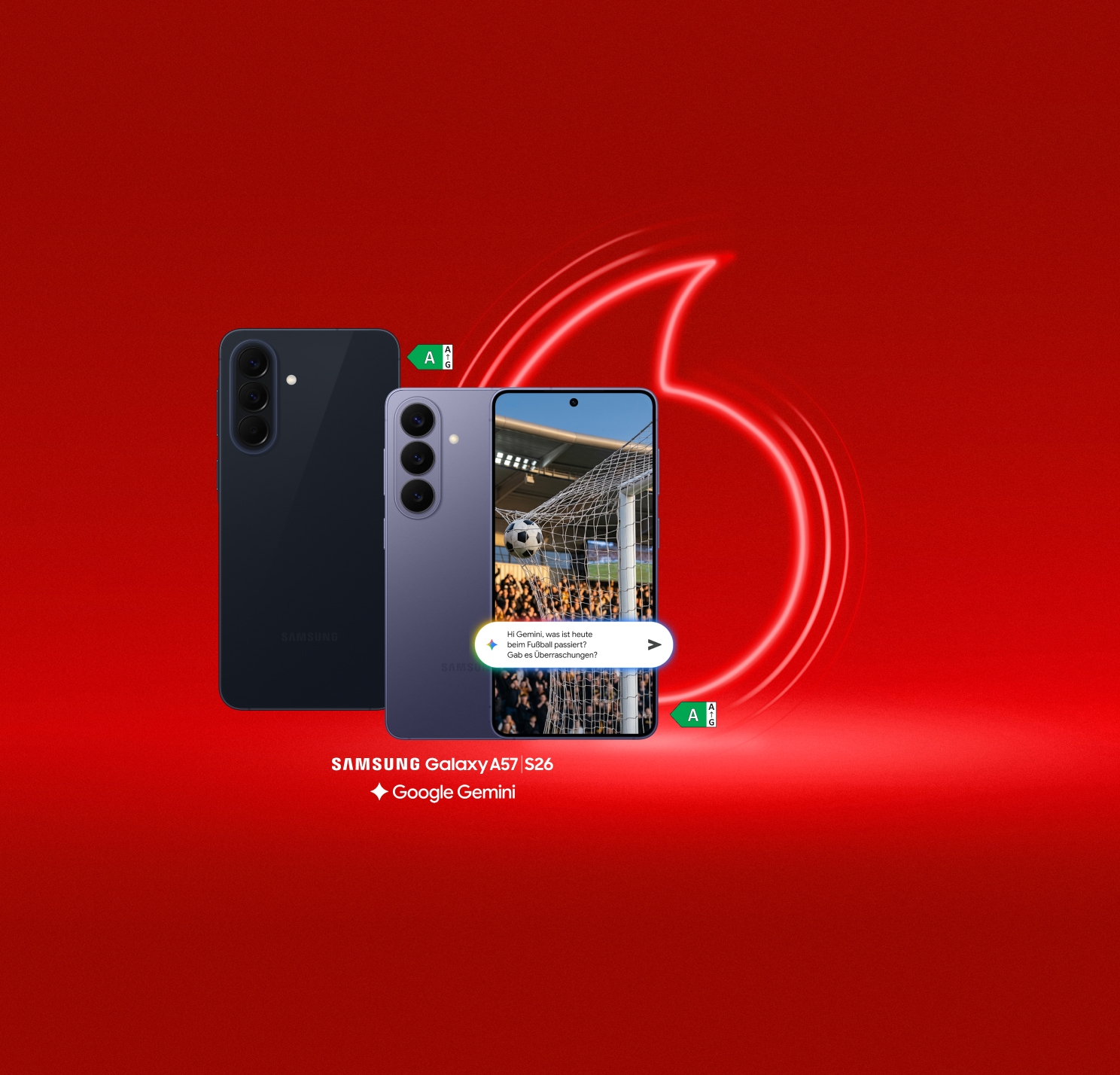 Deal: Samsung Galaxy S26 und A57. Energieeffizienzklasse A.