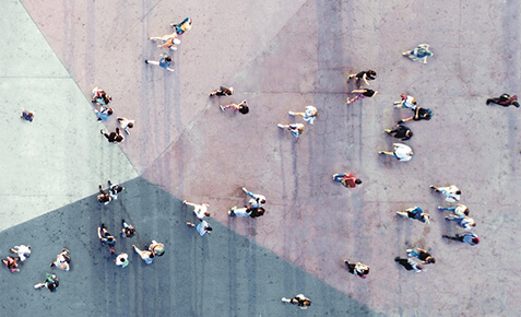 Luftaufnahme vernetzte Kunden