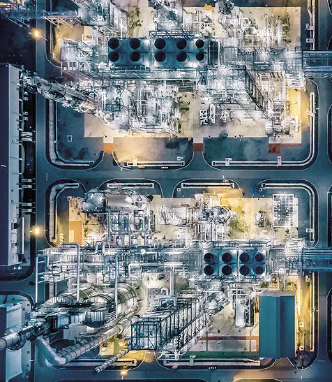 Fabrikgel&auml;nde aus der Makroperspektive.