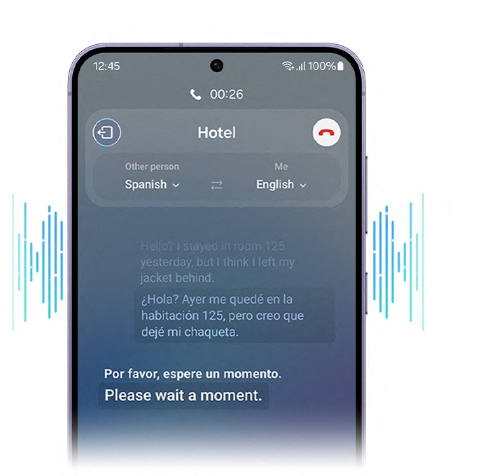 Ein Telefongespr�ch wird in Echtzeit �bersetzt. Der Dialog wird auf dem Display als Textgespr�ch in zwei Sprachen angezeigt.