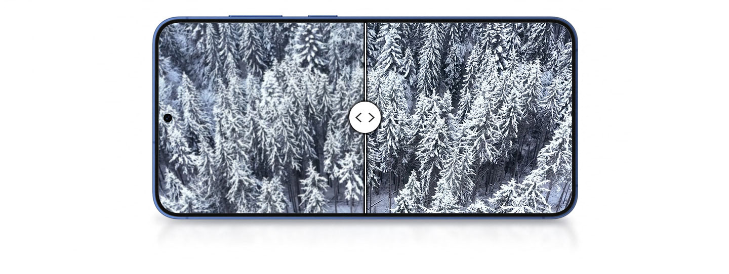 Ein Vergleich auf dem Displays eines Galaxy-Smartphones zeigt den Effekt der ProScaler-Funktion. Mit aktiviertem ProScaler erscheint die Spielszene detaillierter.&nbsp;